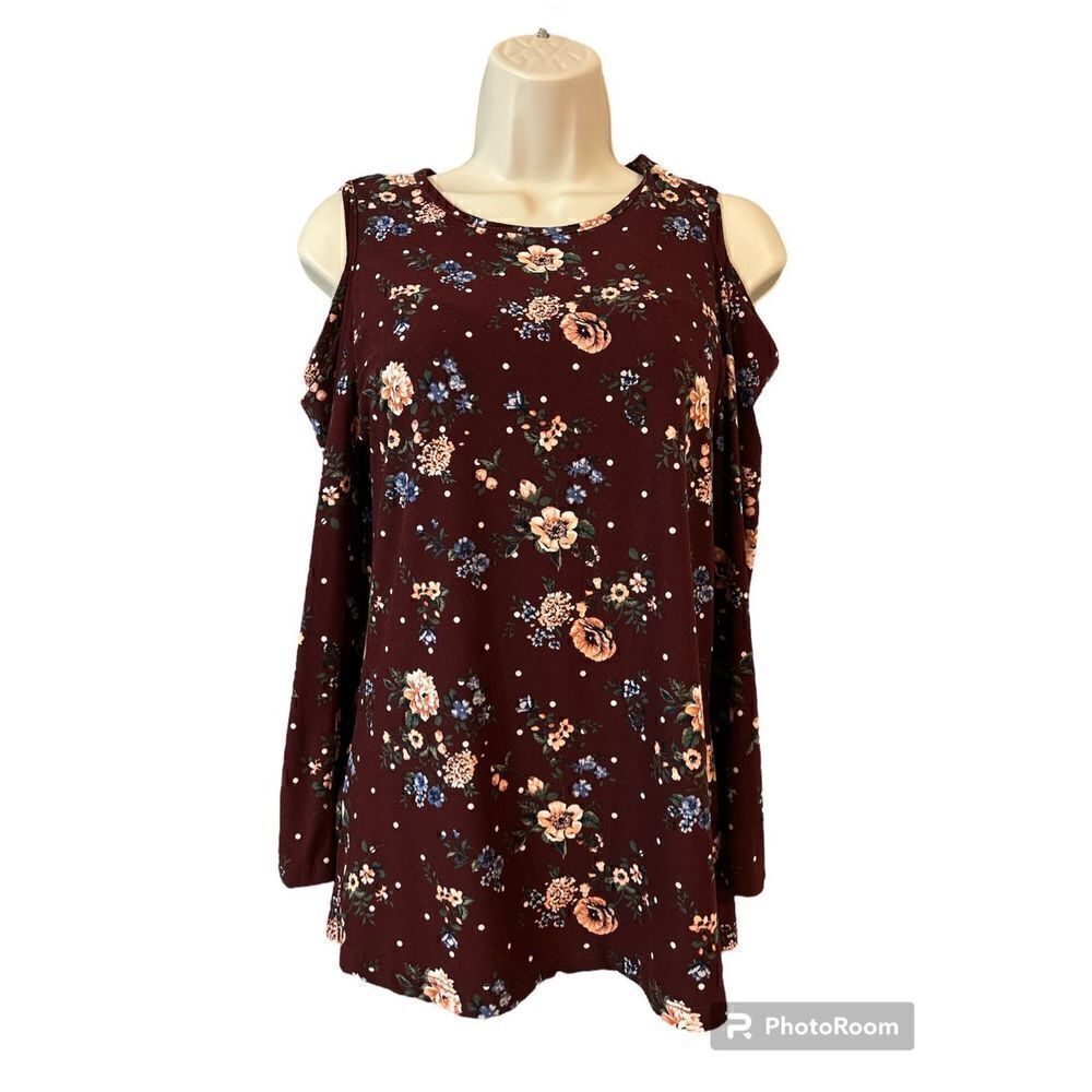 Wishful Park Cold Shoulder Floral Blouse Size Large